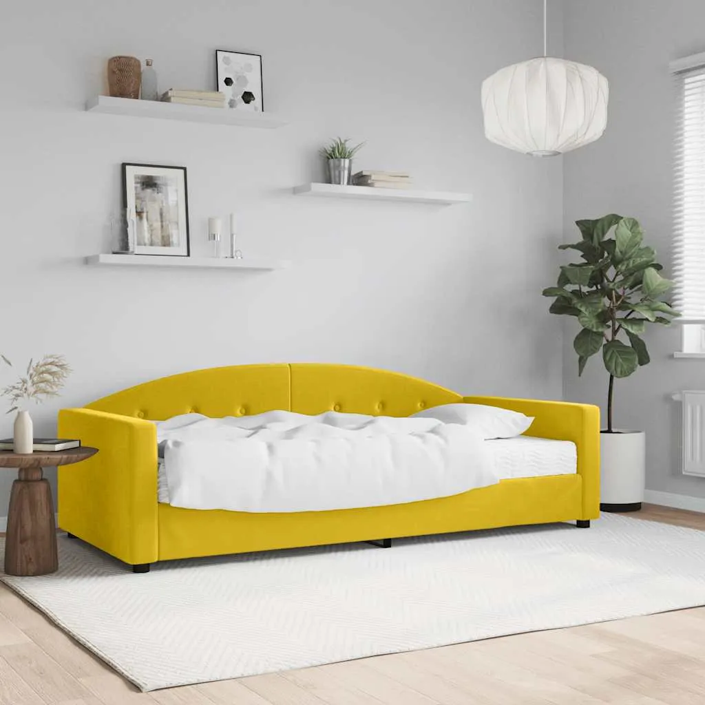 vidaXL Dnevni krevet s madracem žuti 90 x 200 cm baršunasti - Venlo