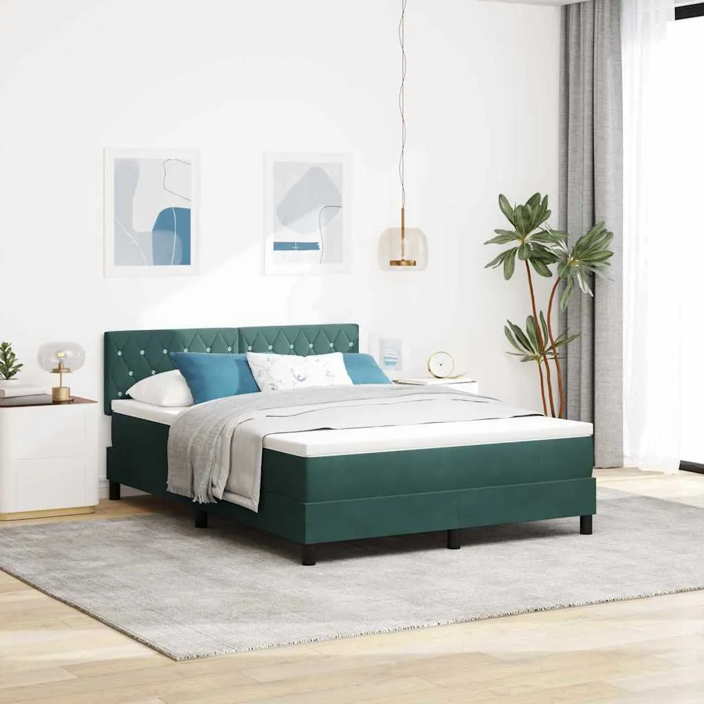 vidaXL Krevet s opruga kutije Tamnozelena 140 x 190 cm Baršun - Venlo