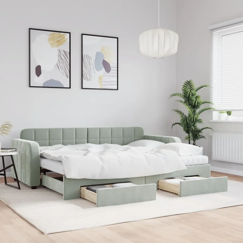 vidaXL Dnevni krevet na razvlačenje svjetlosivi 80 x 200 cm baršunasti - Venlo