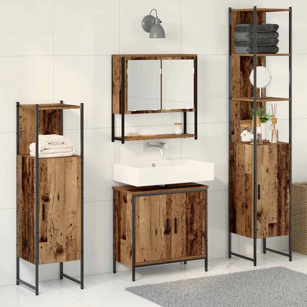 vidaXL Set namještaja za kupaonicu 4 kom. Smeđa 33 x 33 x 185,5 cm - Venlo