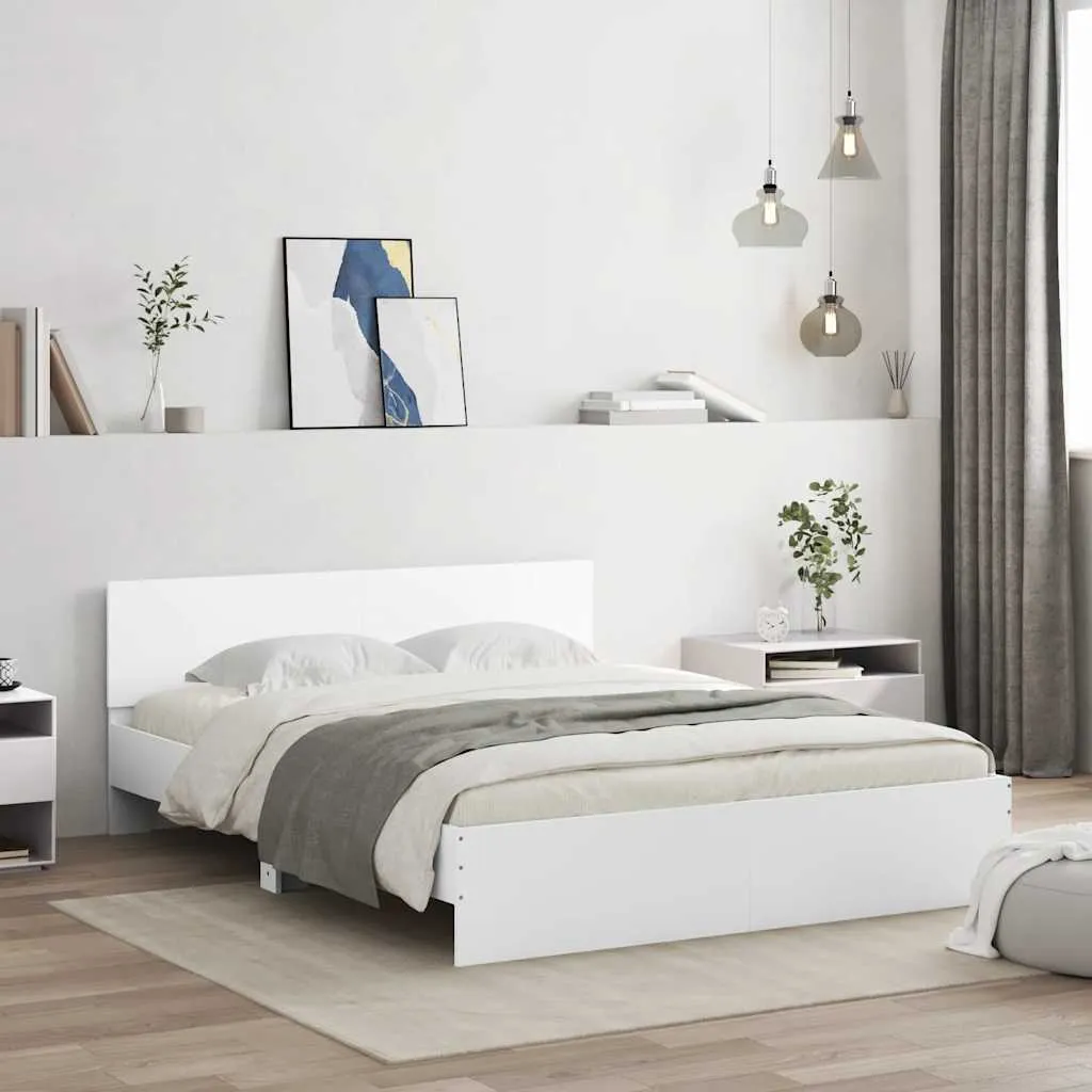 vidaXL Okvir kreveta s uzglavljem i LED bijeli 160 x 200 cm - Venlo