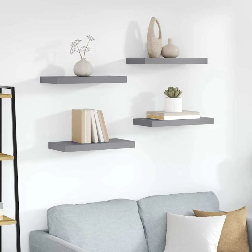 vidaXL Plutajuće zidne police 4 kom sive 50 x 23,5 x 3,8 cm MDF - Venlo