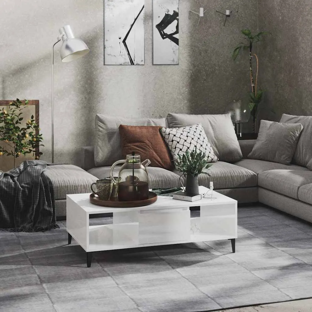 vidaXL Stolić za kavu sjajni bijeli 103,5x60x35 cm konstruirano drvo - Venlo