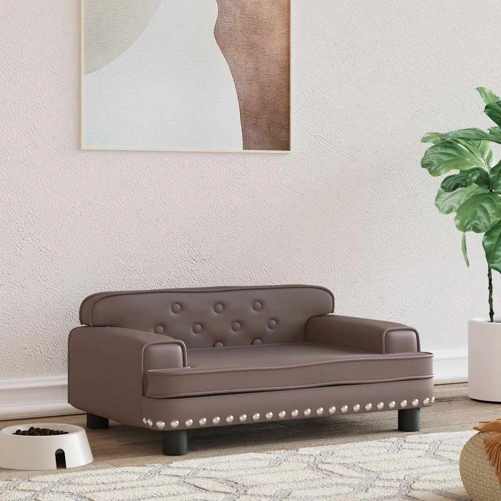 vidaxl krevet za pse smeđi 70 x 45 x 30 cm umjetne kože - slika 1