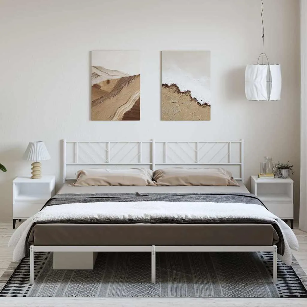 vidaXL Metalni okvir za krevet s uzglavljem bijeli 193x203 cm - Venlo