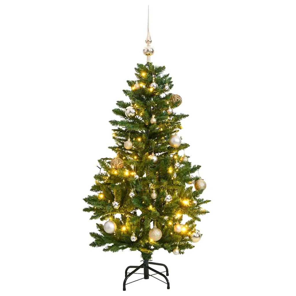 vidaXL Umjetno božićno drvce 150 LED sa šarkama i kuglicama 150 cm - Venlo