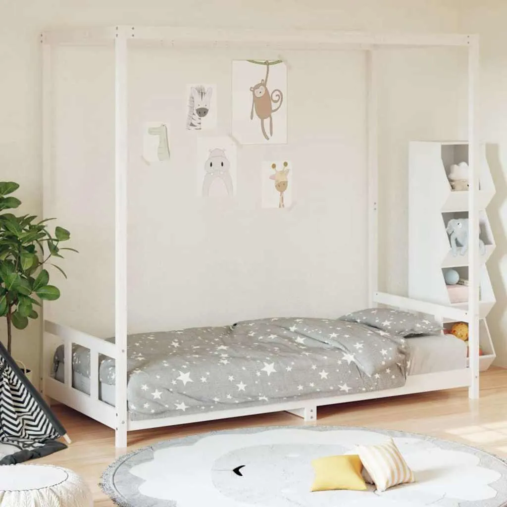 vidaXL Okvir za dječji krevet bijeli 90 x 200 cm od masivne borovine - Venlo