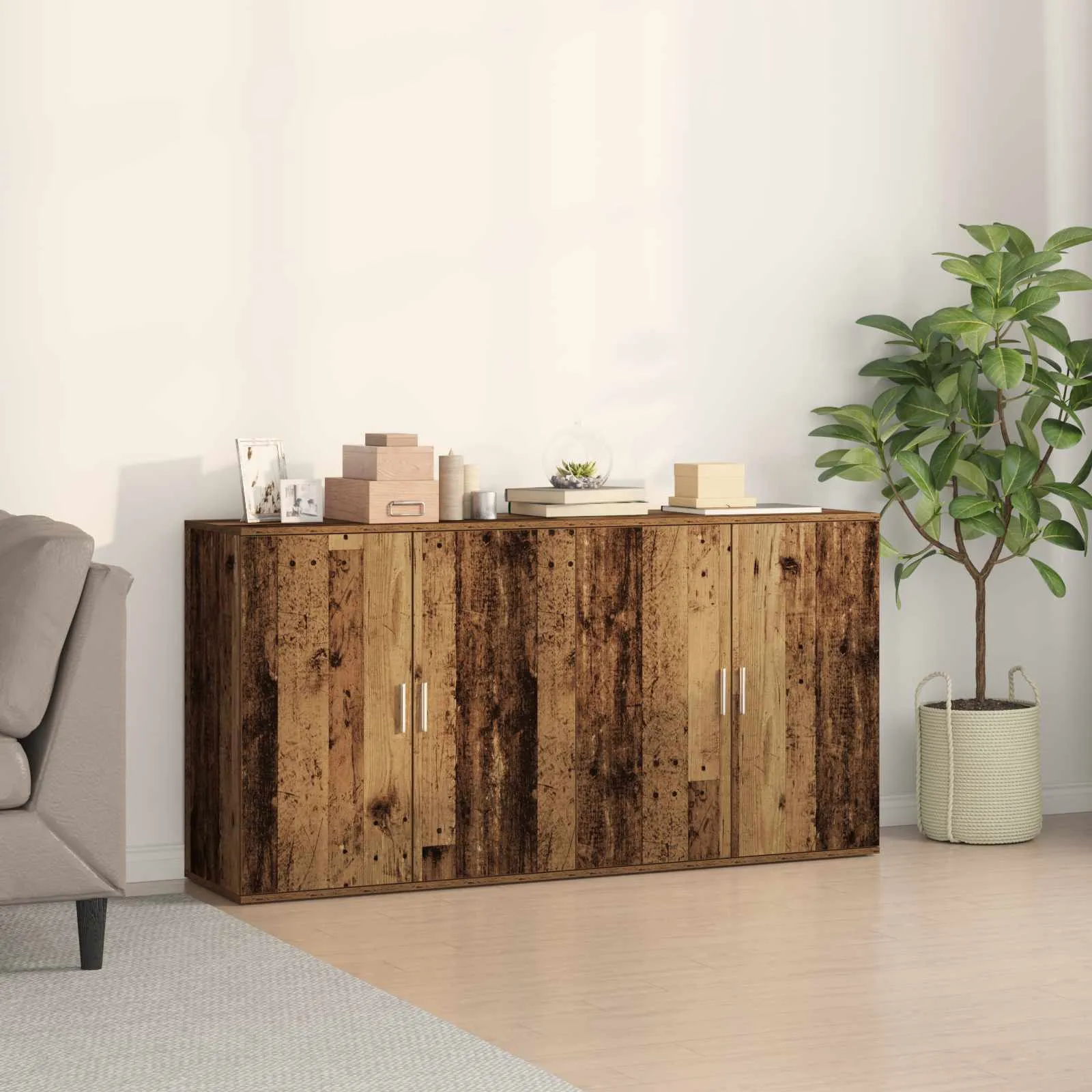 vidaXL Kreveta 2 kom. Staro drvo 79 x 38 x 80 cm Konstruirano drvo - Venlo