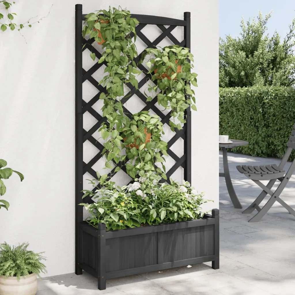 vidaXL Sadilica s rešetkom crna 75 x 35 x 150 cm od masivne jelovine - Venlo