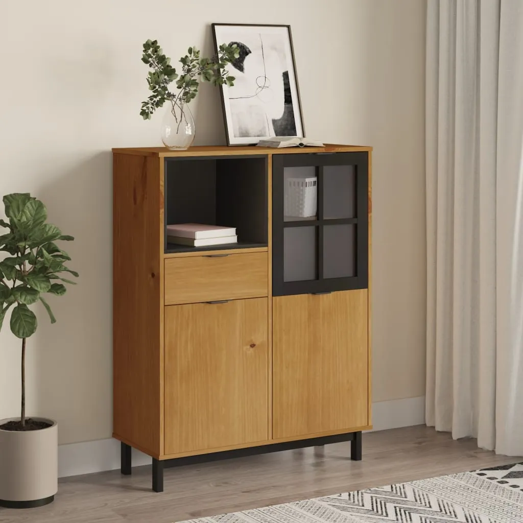 vidaXL Visoka komoda sa staklenim vratima FLAM 92x40x122,5 cm borovina - Venlo