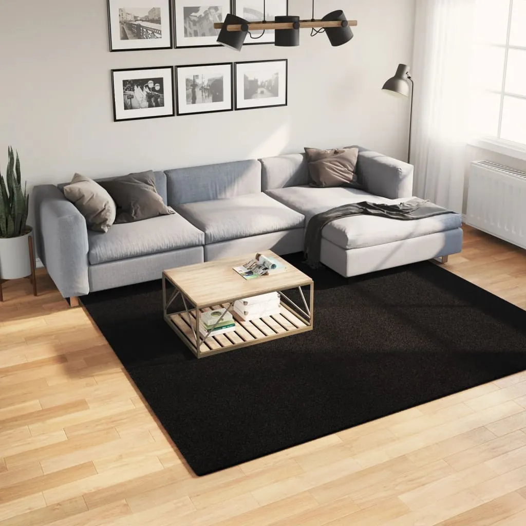 vidaXL Tepih HUARTE kratkih vlakana mekani i perivi crni 240x240 cm - Venlo