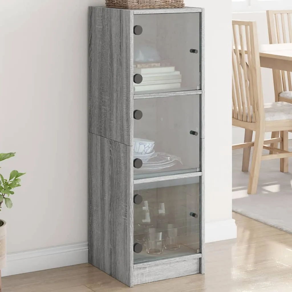 vidaXL Visoka komoda sa staklenim vratima boja hrasta 35 x 37 x 109 cm - Venlo