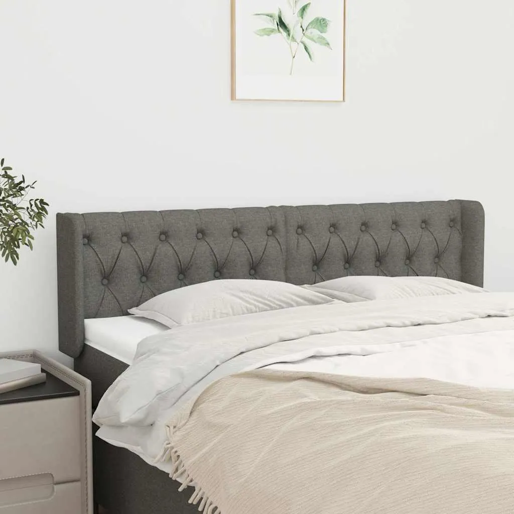 vidaXL Uzglavlje s ušima tamnosivo 163x16x78/88 cm od tkanine - Venlo