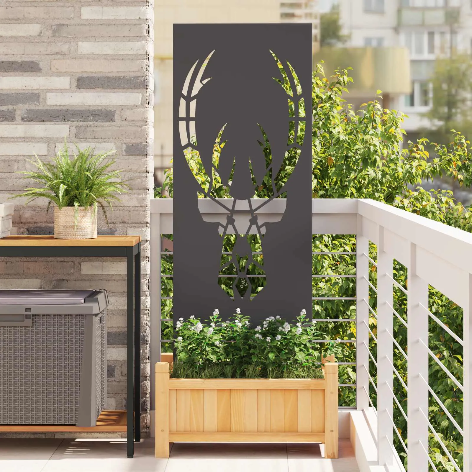 vidaxl privatnost u vrtu crna 50 x 140 cm hladno valjana čelična - slika 1