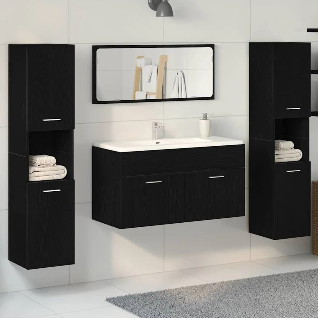 vidaXL Set namještaja za kupaonicu 4 kom. Crni hrast 90 x 38,5 x 46 cm - Venlo