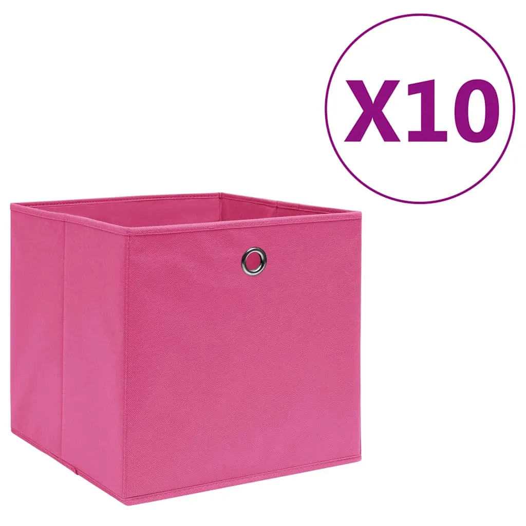 vidaXL Kutije za pohranu od netkane tkanine 10 kom 28x28x28 cm roze - Venlo