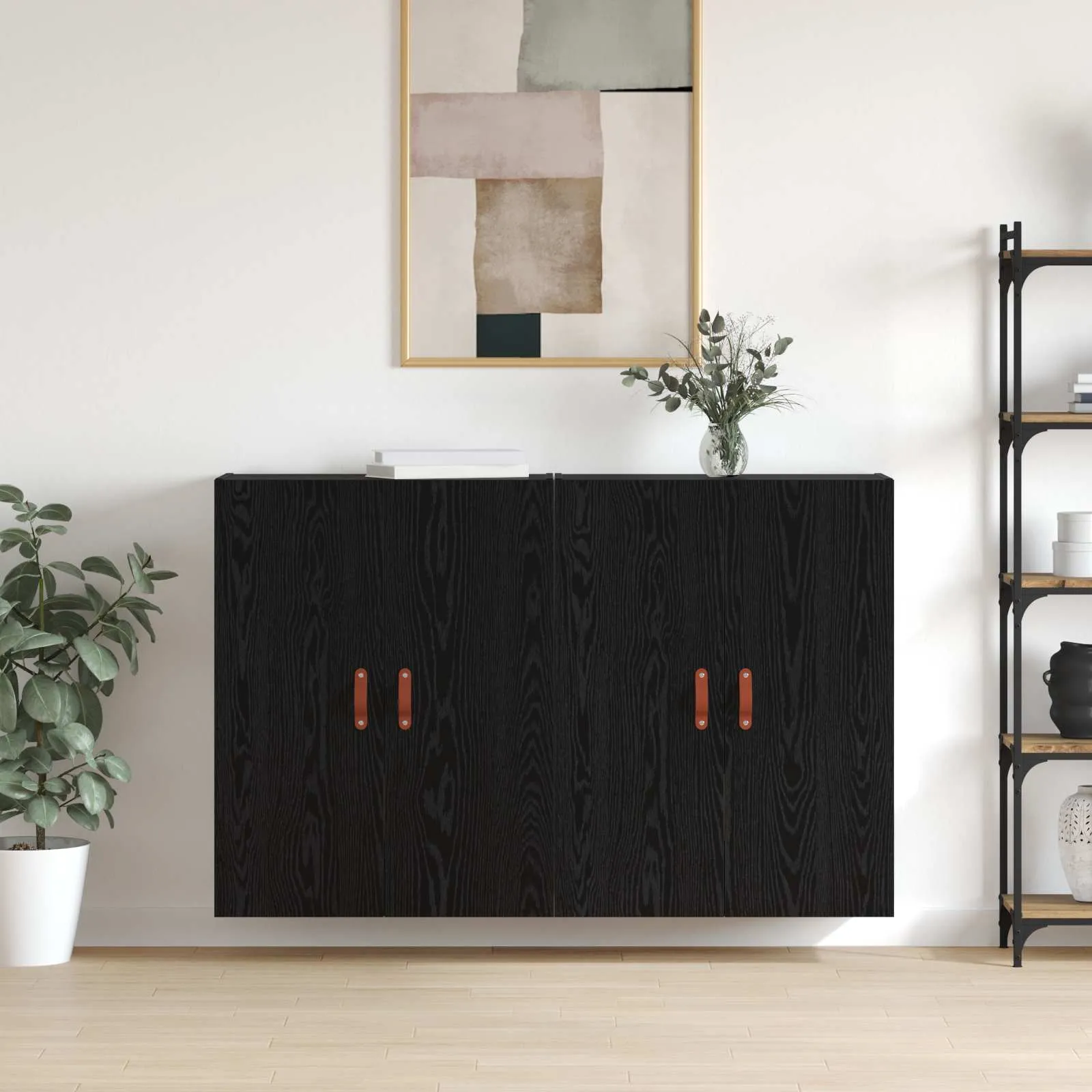 vidaXL Ormar za montažu na zid 2 kom. Crni hrast 69,5 x 34 x 90 cm - Venlo