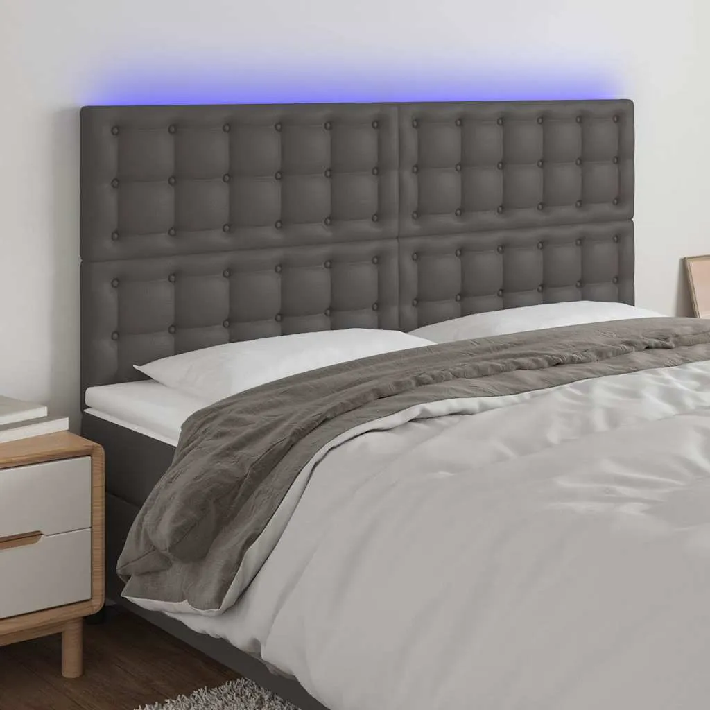 vidaXL LED uzglavlje sivo 200x5x118/128 cm od umjetne kože - Venlo