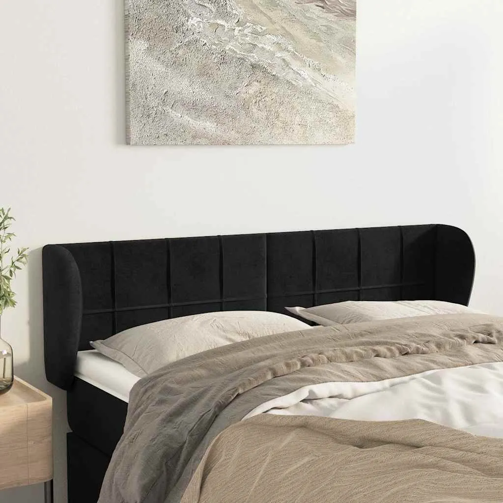 vidaXL Uzglavlje s ušima crno 147x23x78/88 cm baršunasto - Venlo