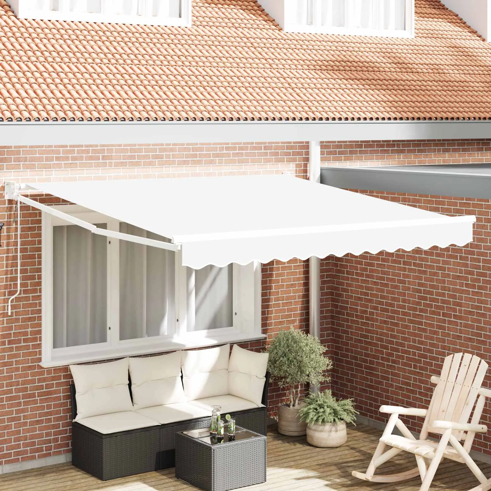 vidaXL Povlačivi tende Bijela 350 x 250 cm Poliester i metal - Venlo