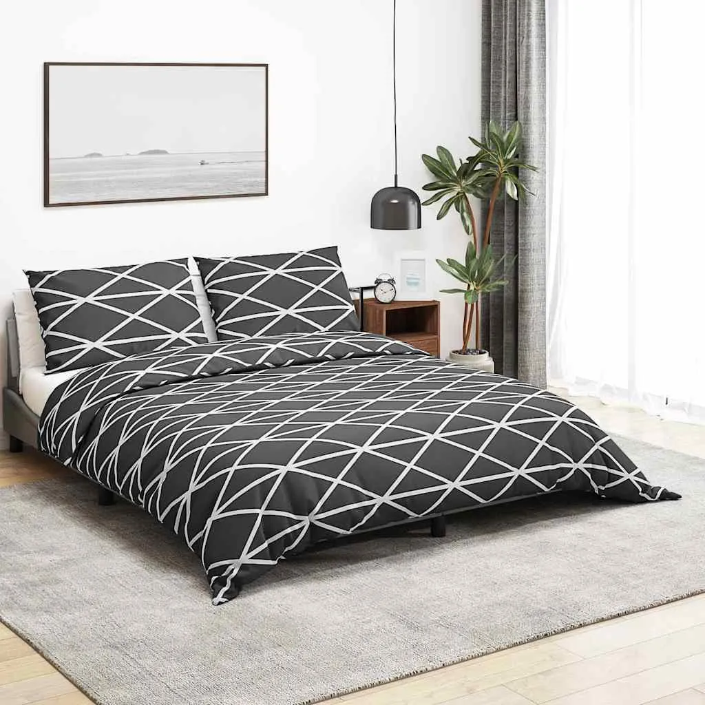 vidaXL Set navlaka za poplun tamno sivo-bijeli 135x200 cm pamuk - Venlo