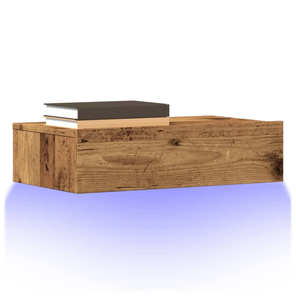 vidaxl 2-dijelni tv ormarić s led svjetlima staro drvo 60x35x15,5 cm - slika 1