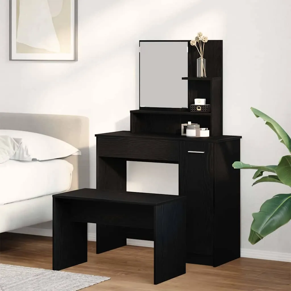 vidaXL Set toaletnog stolića 2 kom. Crni hrast 86,5 x 35 x 136 cm - Venlo