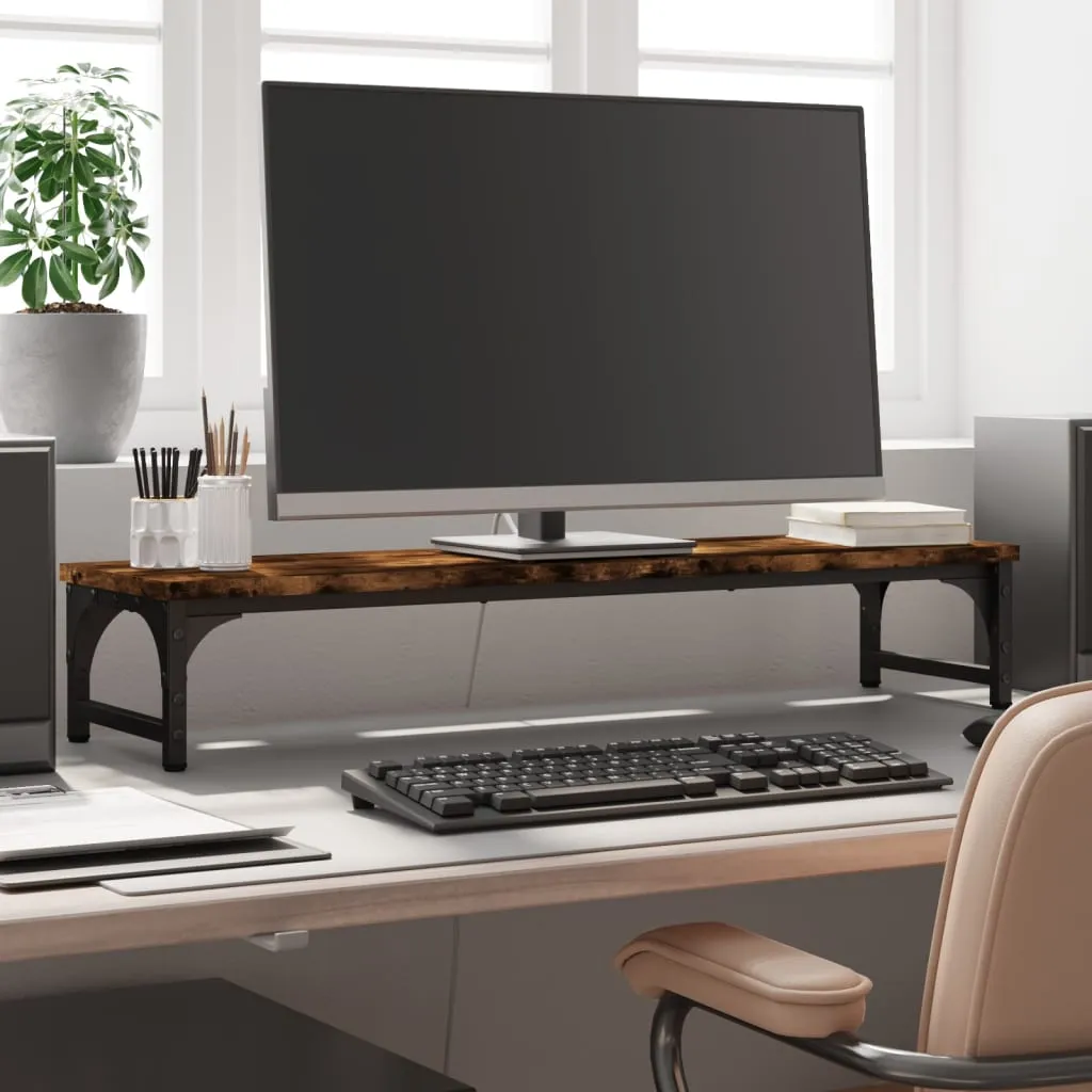 vidaXL Stalak za monitor boja dimljenog hrasta 85x23x15,5 cm drveni - Venlo