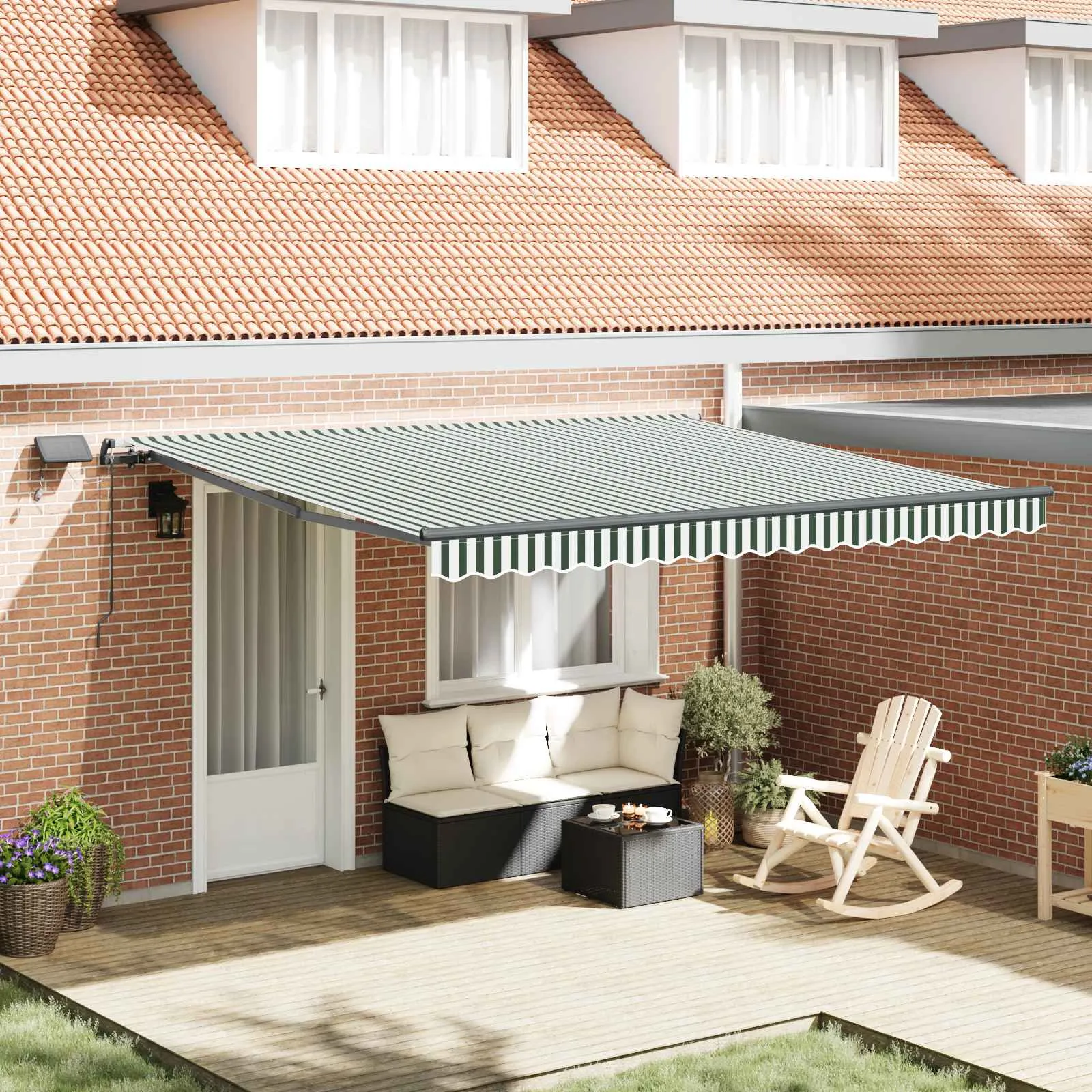 vidaXL Povlačivi tende Zelena i bijela 400 × 300 cm Tkanina i Aluminij - Venlo