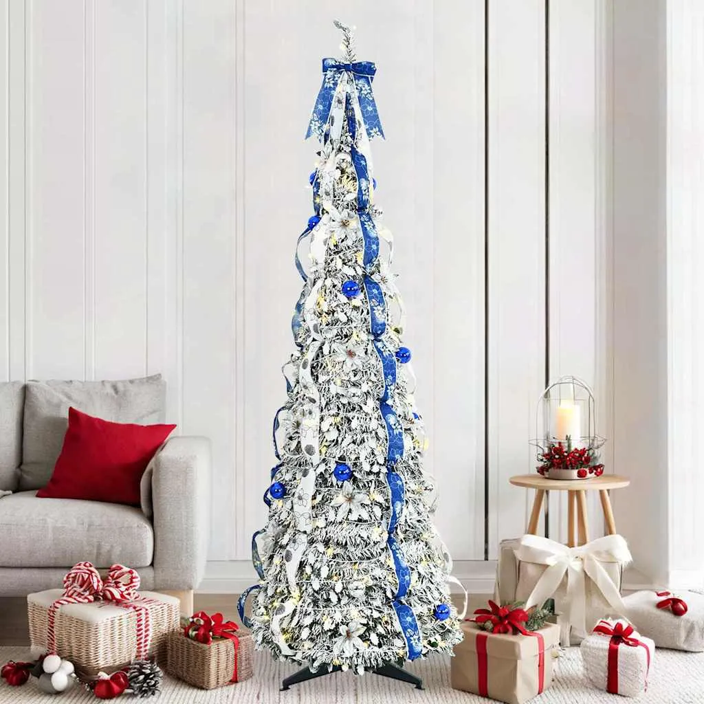 vidaxl umjetno božićno drvce bijela 210 cm pvc - slika 1