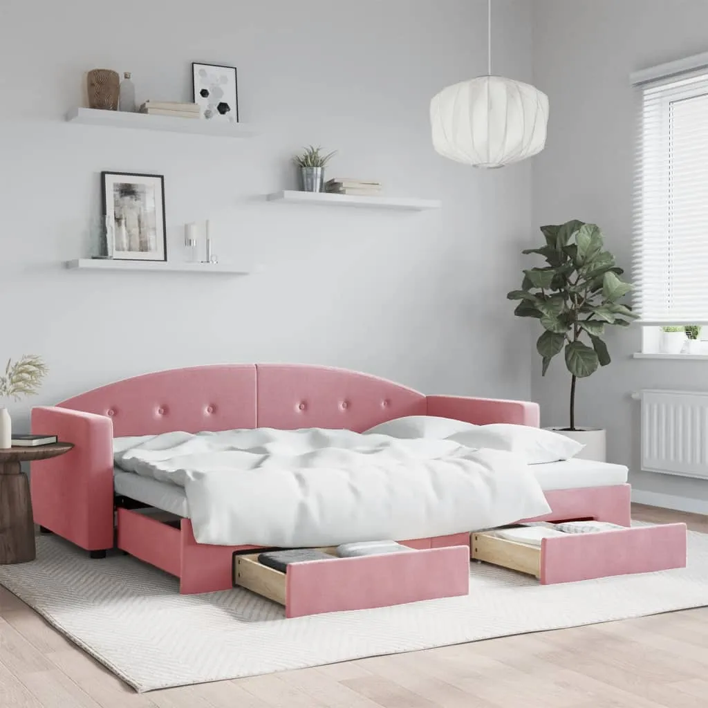vidaXL Dnevni krevet na razvlačenje ružičasti 80 x 200 cm baršunasti - Venlo