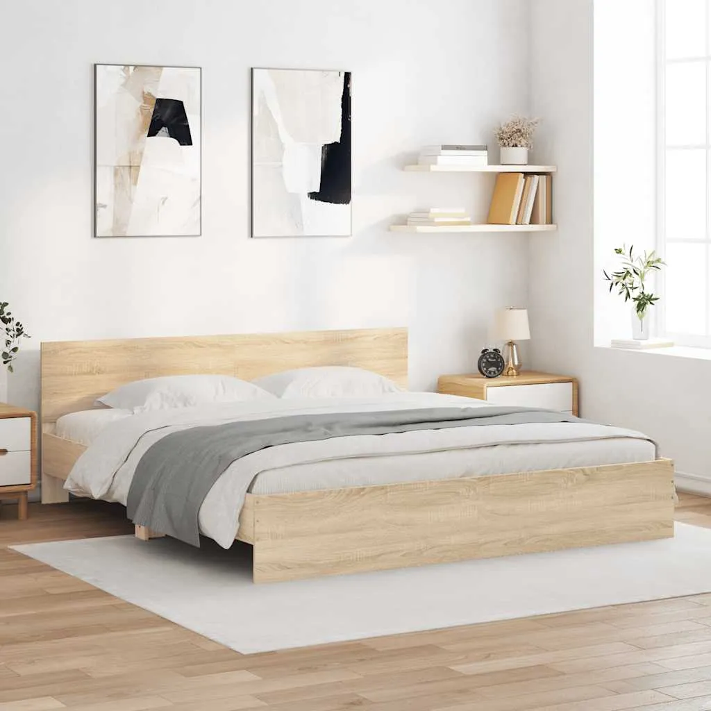 vidaXL Okvir kreveta s uzglavljem boja hrasta 160 x 200 cm - Venlo