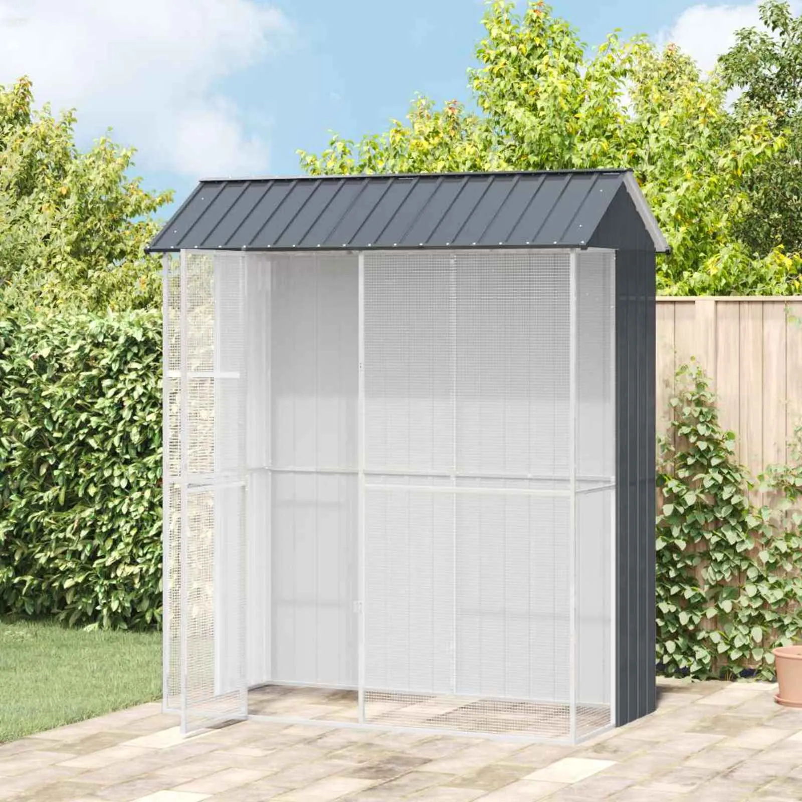 vidaXL Kavez za ptice Antracit 215 x 110 x 247 cm Cinkani čelik - Venlo