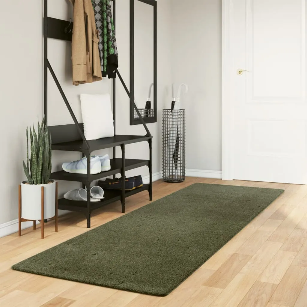 vidaXL Tepih HUARTE kratkih vlakana mekani i perivi zeleni 80x250 cm - Venlo