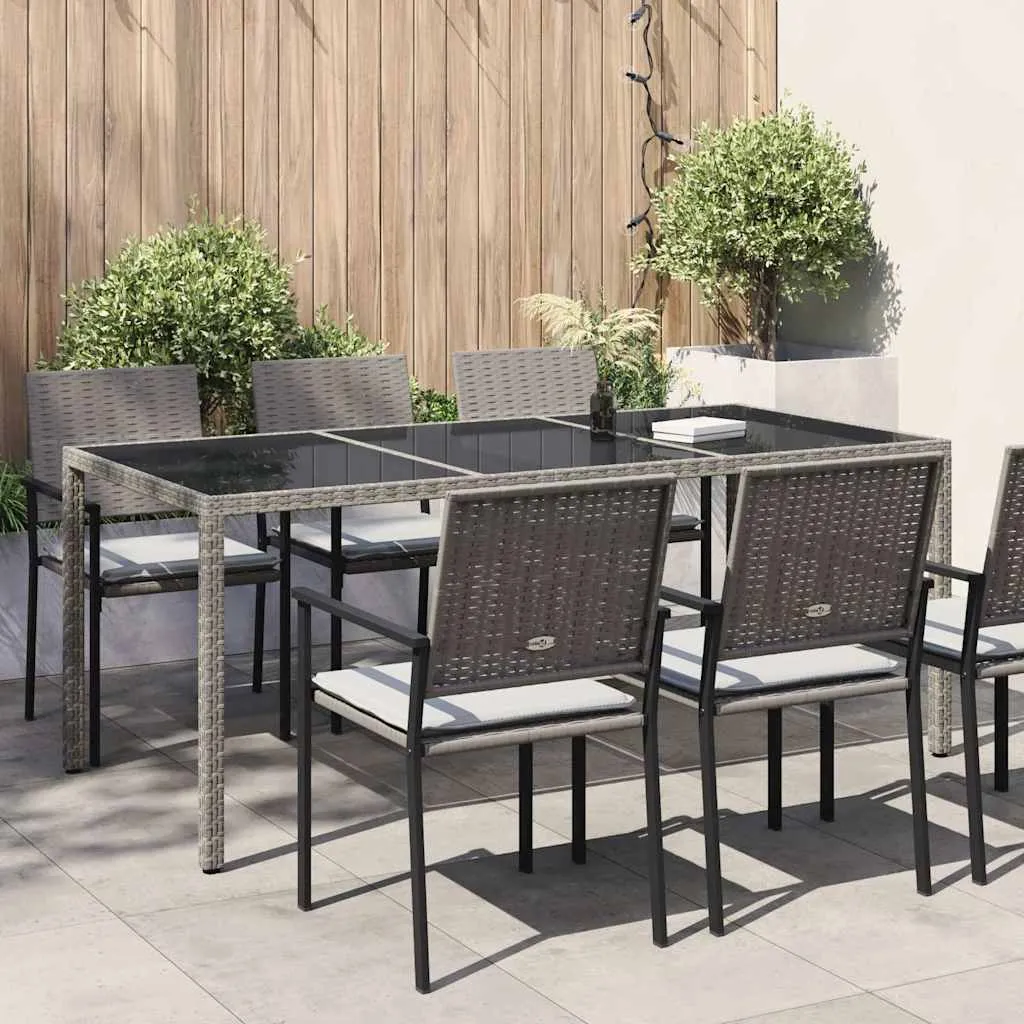 vidaXL Vrtni stol sivi 190x90x75 cm od kaljenog stakla i poliratana - Venlo