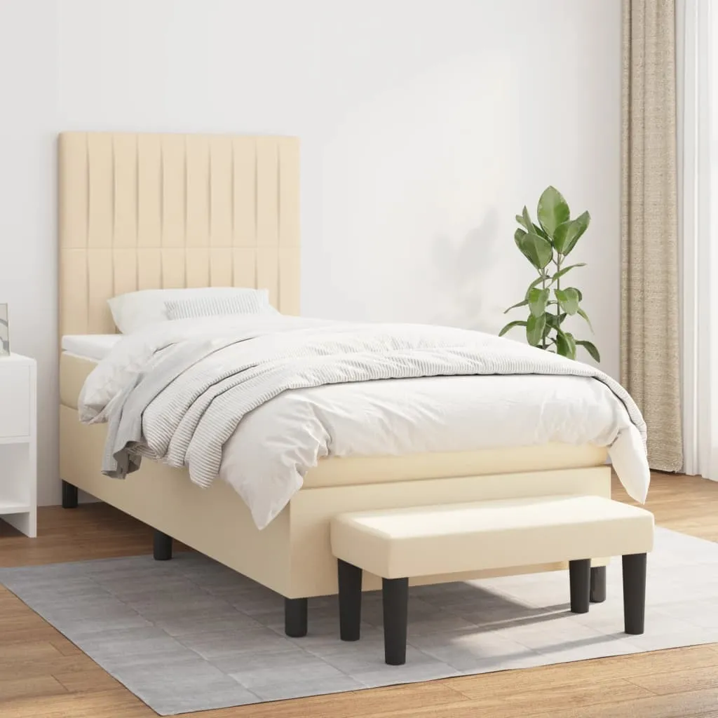 vidaXL Krevet s oprugama i madracem krem 90 x 190 cm od tkanine - Venlo
