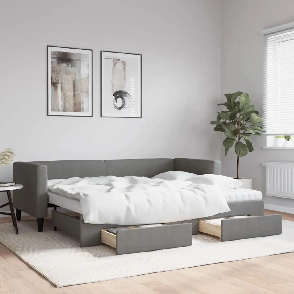 vidaXL Dnevni krevet na razvlačenje i ladice tamnosivi 80x200 cm - Venlo