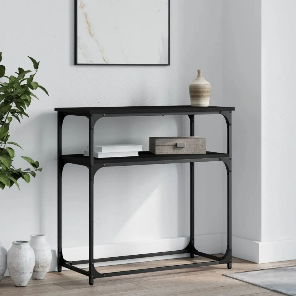 vidaXL Konzolni stol crni 75 x 35,5 x 75 cm od konstruiranog drva - Venlo