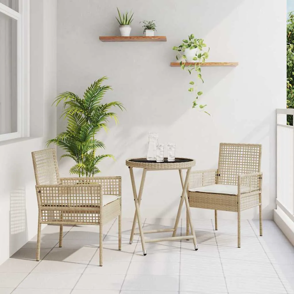 vidaXL Bistro set za vrt 3 kom. Bež poliratan - Venlo