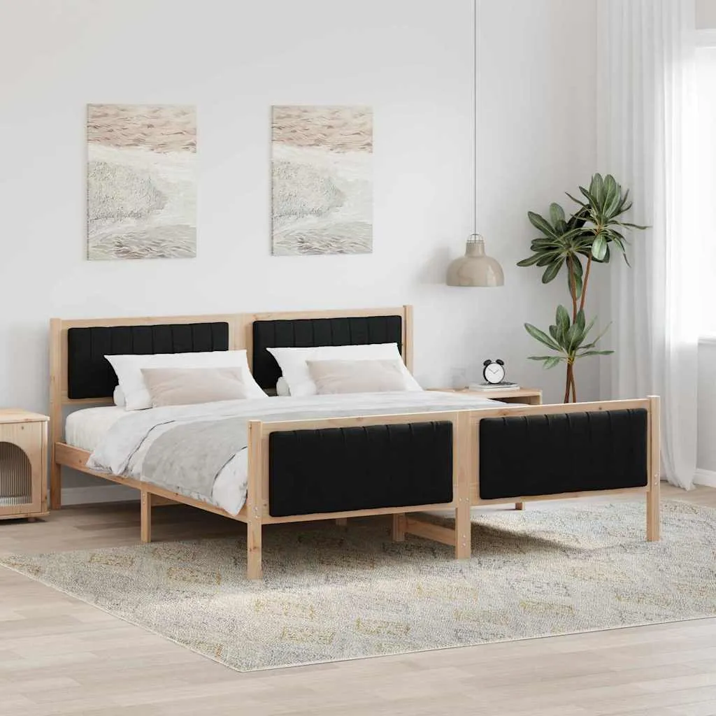 vidaXL Okvir kreveta Smeđa i crna 180 x 200 cm Masivna borovina - Venlo
