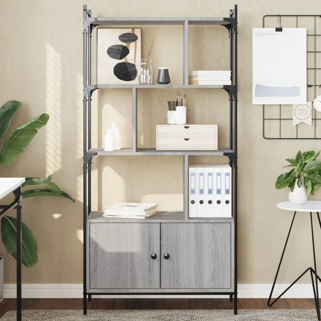 vidaXL Regal za knjige s vratima boja hrasta 76,5x30x154,5 cm drveni - Venlo