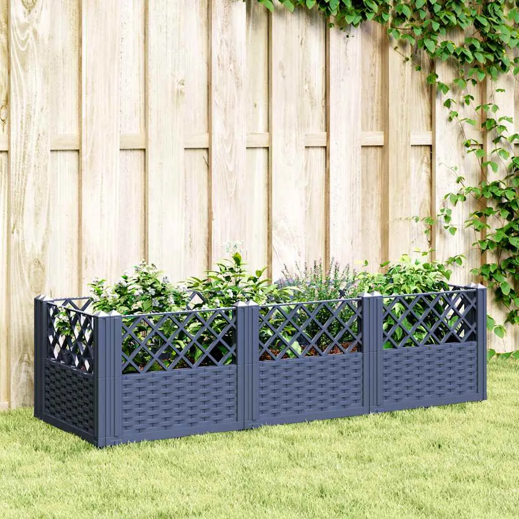 vidaXL Vrtna sadilica s klinovima plava siva 123,5x43,5x43,5 cm PP - Venlo