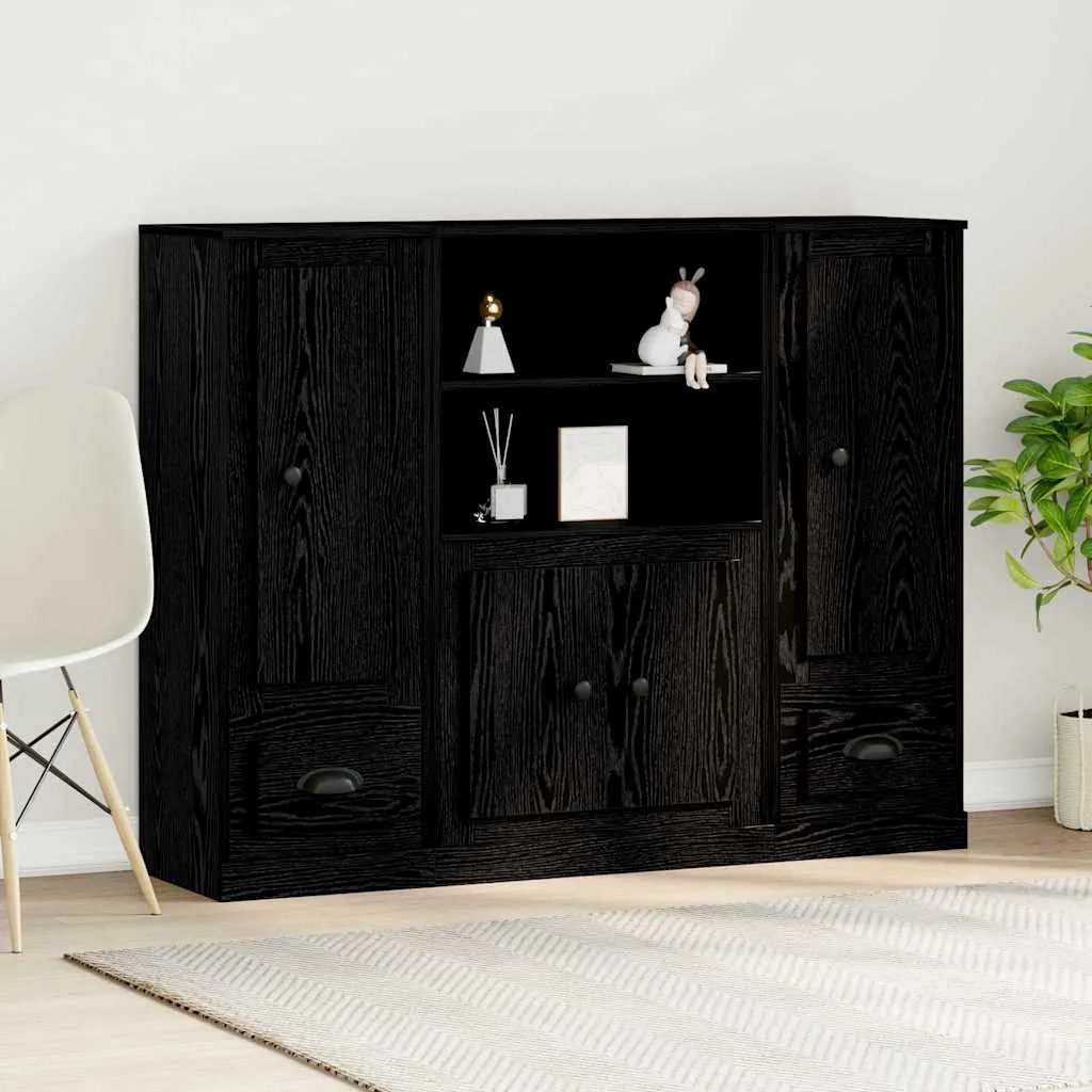 vidaXL Highboard Crni hrast 132 x 35.5 x 103.5 cm Konstruirano drvo - Venlo