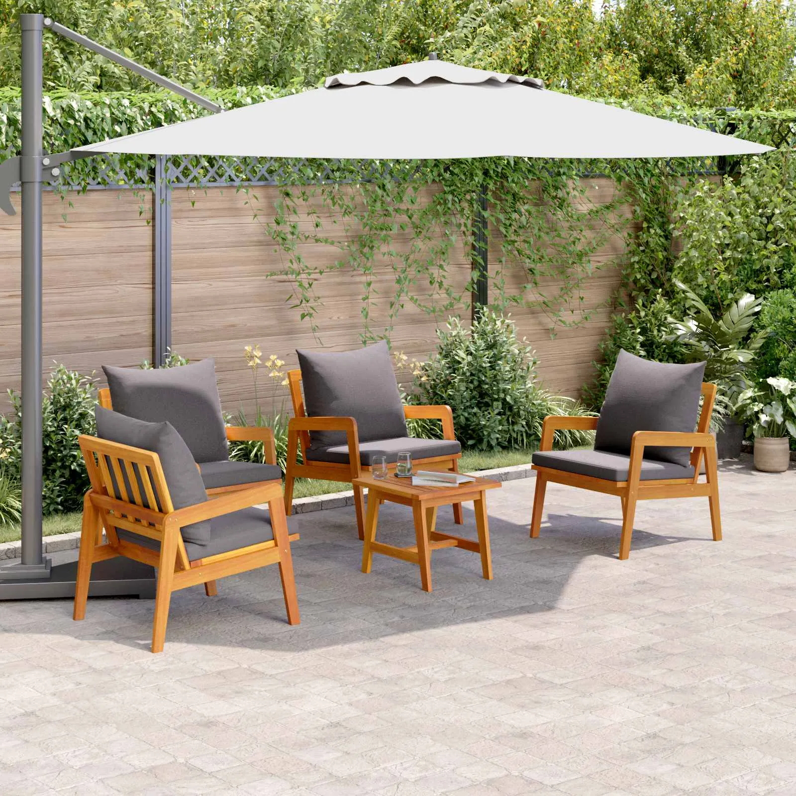 vidaXL Bistro set 5 kom. Smeđa Čvrsto drvo akacije - Venlo