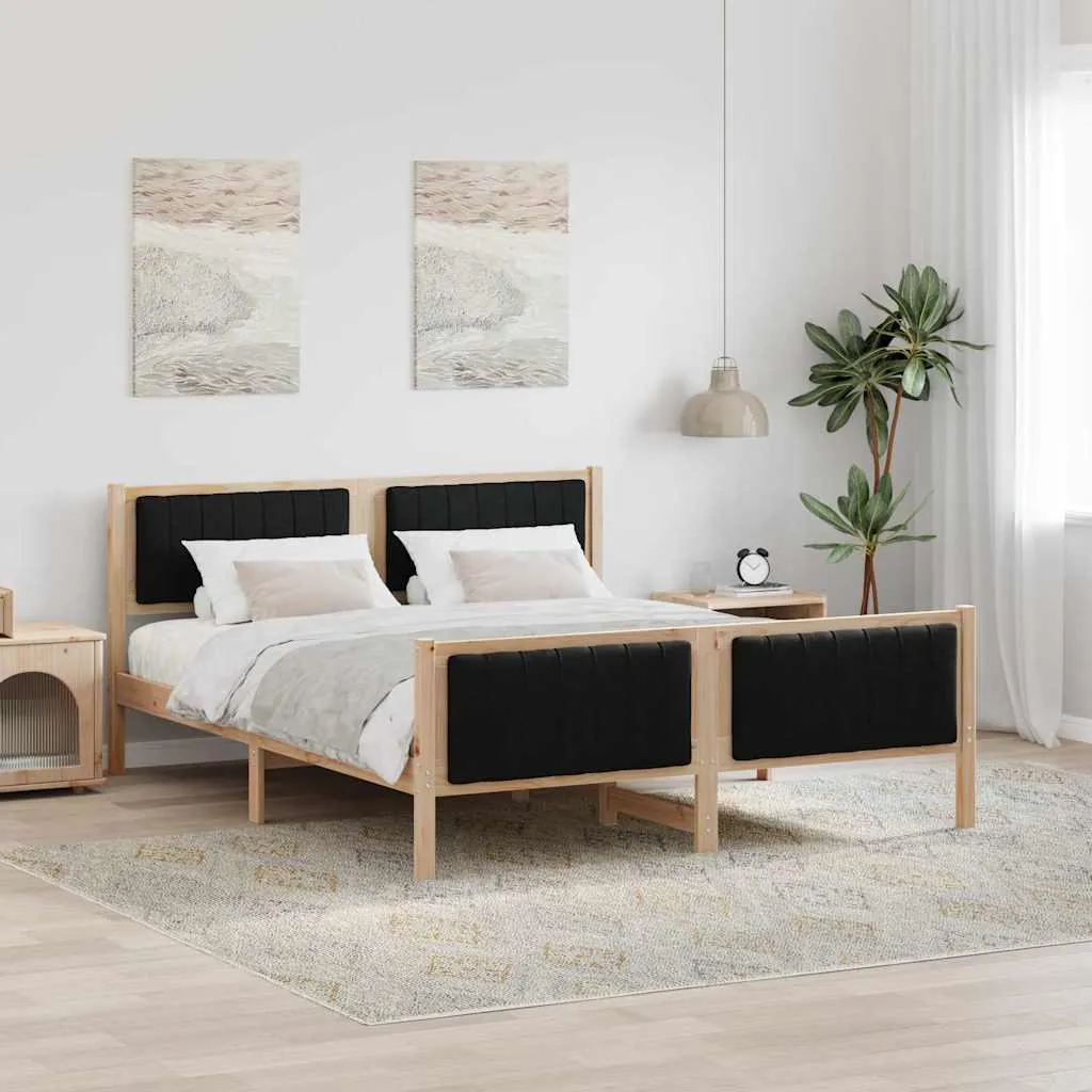 vidaXL Okvir kreveta Smeđa i crna 150 x 200 cm Masivna borovina - Venlo