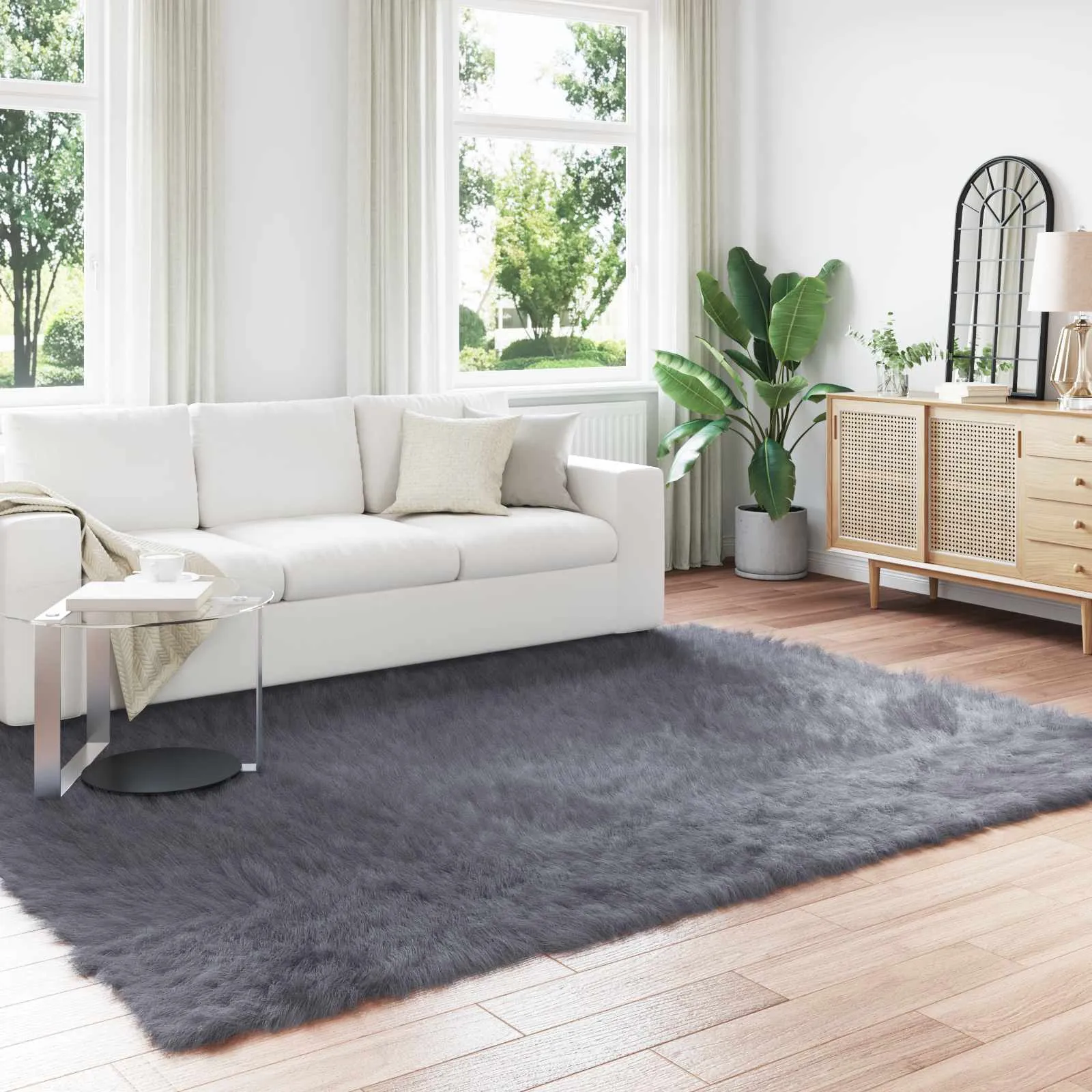 vidaXL Tepih od umjetne ovčje kože TAFALLA Antracit 240 x 340 cm - Venlo