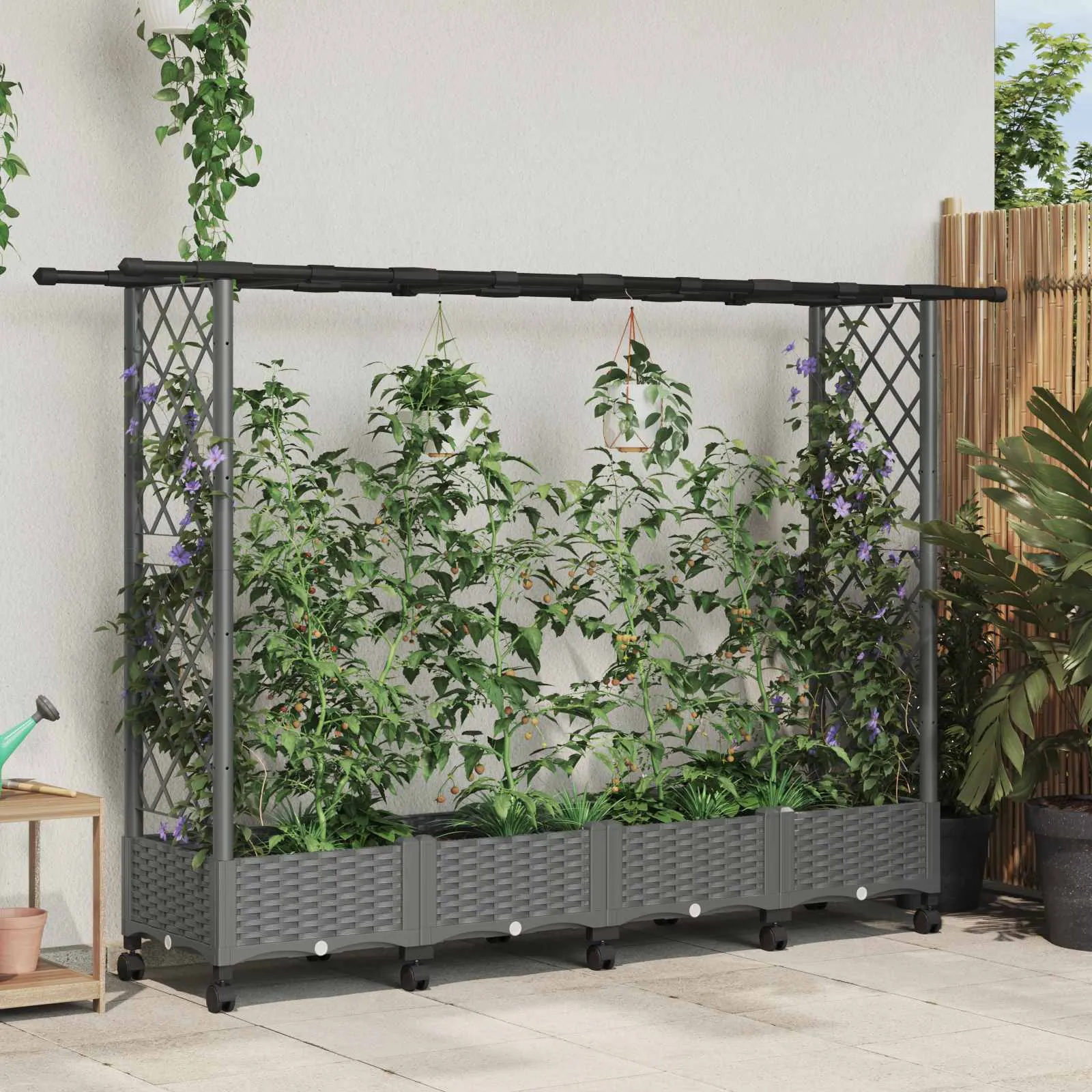 vidaXL Povišeni krevet s mrežom i krovom Svjetlosiva 203 x 40 x 127 cm - Venlo