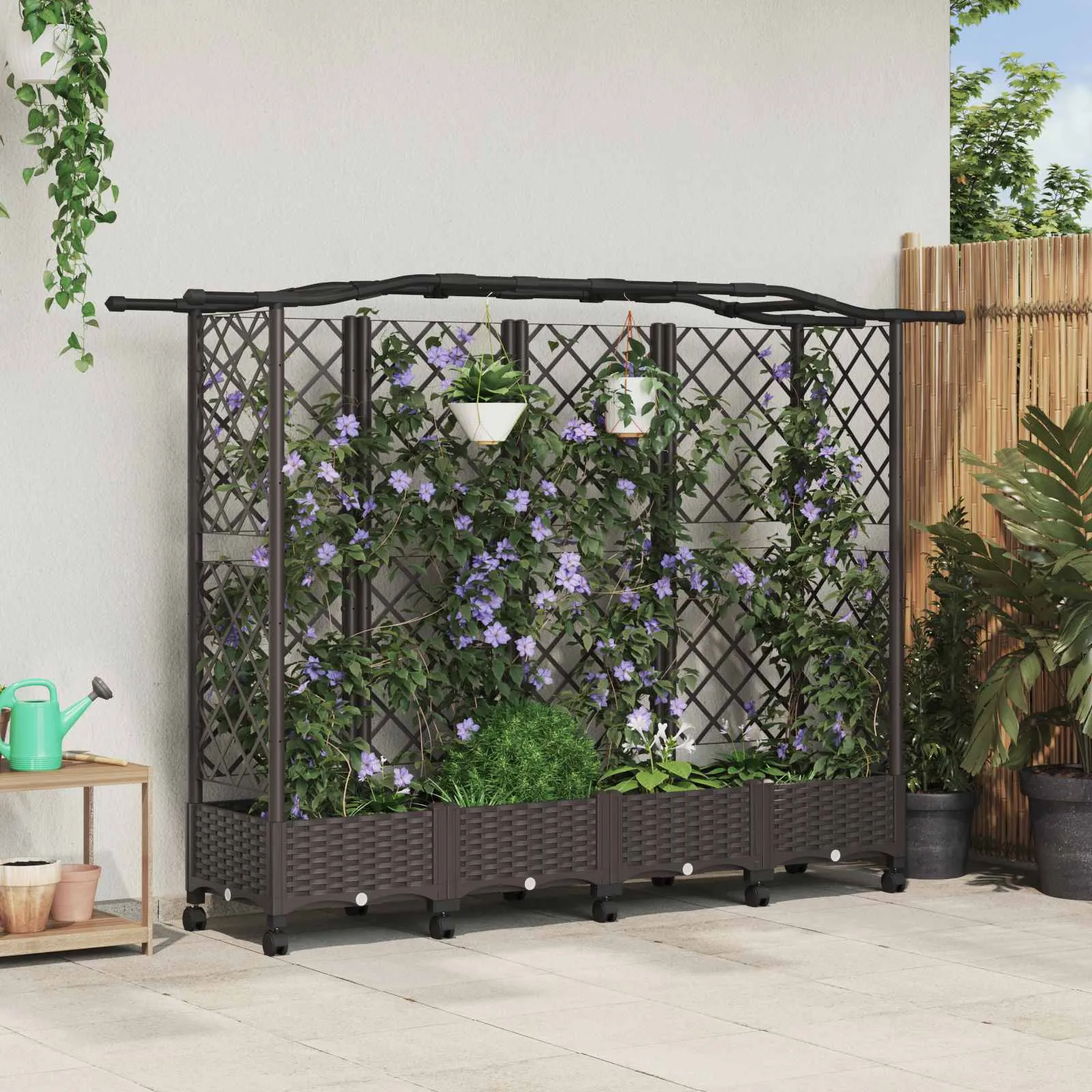 vidaXL Povišeni krevet s mrežom i krovom Smeđa 203,5 x 40 x 129 cm PP - Venlo