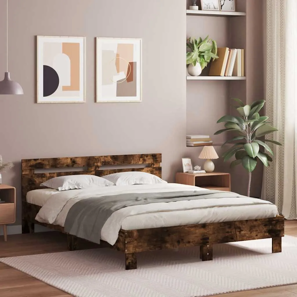 vidaXL Okvir za krevet s uzglavljem boja hrasta 140x190 cm drveni - Venlo
