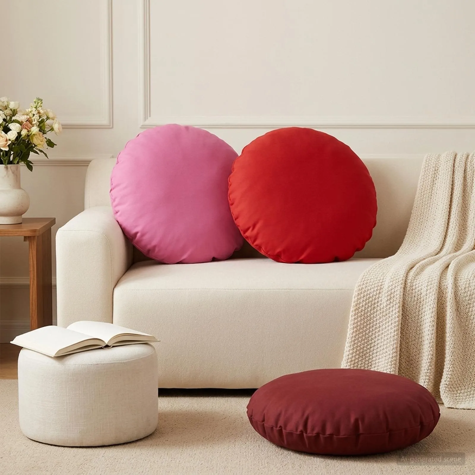 vidaxl presvlaka za jastuk 2 pcs heerlen vinska crvena ø 50 cm - slika 1